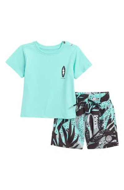 Volcom Babies'  Jersey T-shirt & Swim Shorts Set In Sea Spray