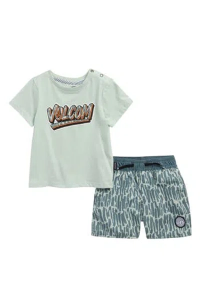 Volcom Babies'  Jersey T-shirt & Swim Shorts Set In Blue