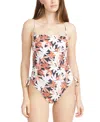 Volcom Juniors' Check Mate Printed Side-tie One-piece Swimsuit In Electric Coral