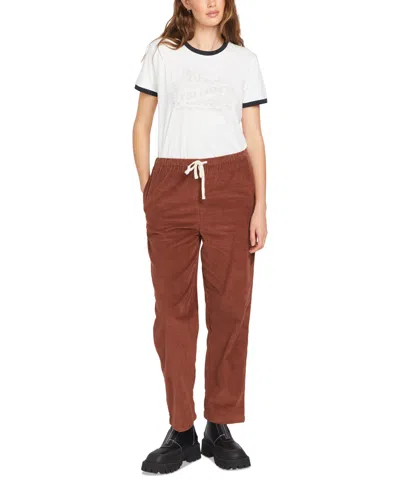 Volcom Juniors' Power Chord Cotton Drawstring Pants In Chestnut Brown