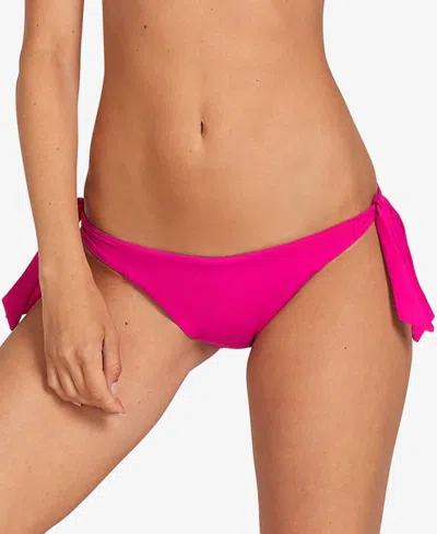 Volcom Juniors Simply Seam Tie-side Bikini Bottoms In Fuschia In Pink