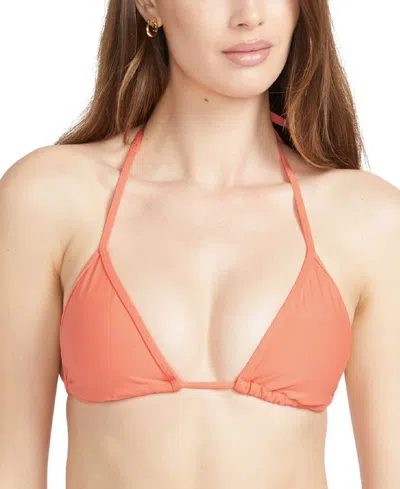 Volcom Juniors' Simply Seamless Triangle Bikini Top In Electric Coral