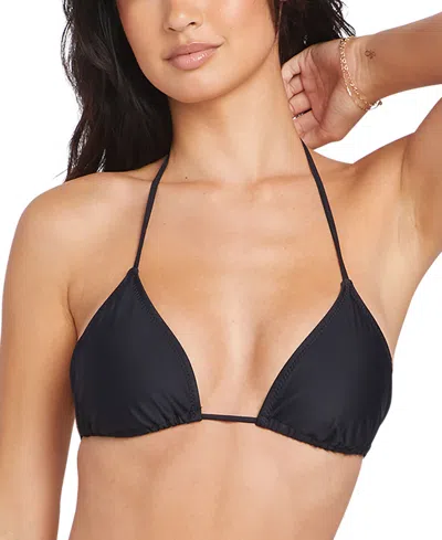 Volcom Juniors Simply Solid Slide Triangle Bikini Top V Waist Bikini Bottoms In Black