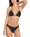 Volcom Juniors Simply Solid Slide Triangle Bikini Top V Waist Bikini Bottoms In Black