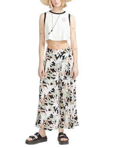 Volcom Juniors' Waverly Pull-on Wide-leg Pants In Sage