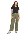 Volcom Juniors' Wide-leg Cargo Pants In Army Green
