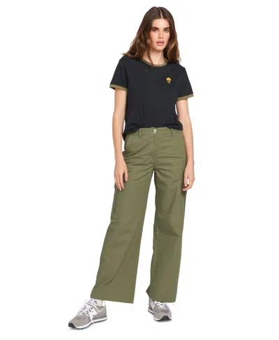 Volcom Juniors' Wide-leg Cargo Pants In Army Green