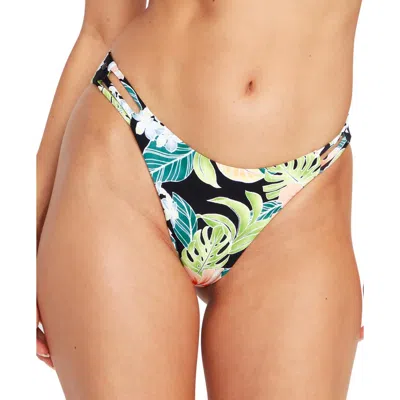 Volcom Juniors Womens Floral Print Nylon Swim Bottom Separates In Black