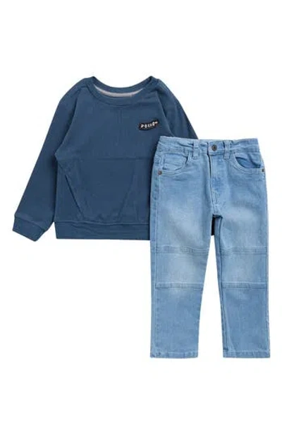 Volcom Kids' 2 Piece Sweatshirt And Jeans Set In Blue