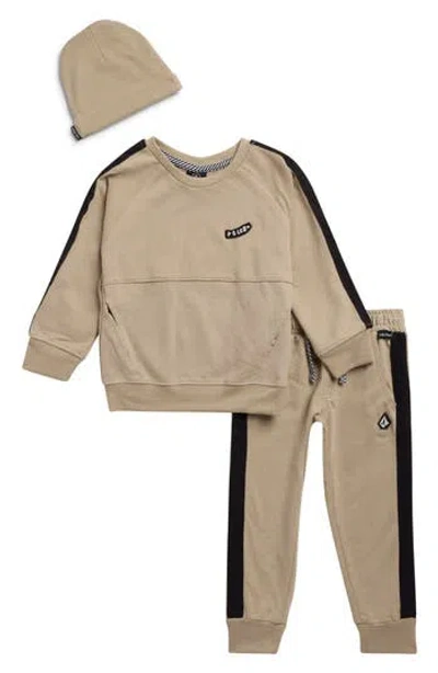 Volcom Kids' 3-piece Jogger Set With Beanie In Neutral