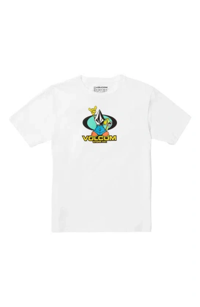Volcom Kids' Baggy Cotton Graphic T-shirt In White