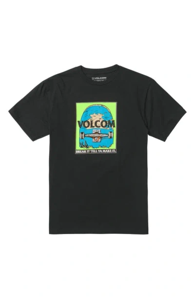 Volcom Kids' Break It Cotton Graphic T-shirt In Black