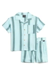 Volcom Kids' Cabana Camp Shirt & Shorts Set In Blue
