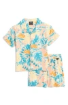 Volcom Kids' Cabana Camp Shirt & Shorts Set In Teal