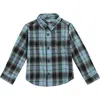 Volcom Kids' Caden Plaid Long Sleeve Flannel Shirt In Blue