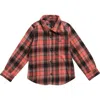 Volcom Kids' Caden Plaid Long Sleeve Flannel Shirt In Orange