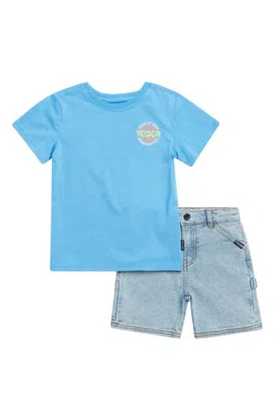 Volcom Kids' Carpenter T-shirt & Denim Shorts Set In Blue