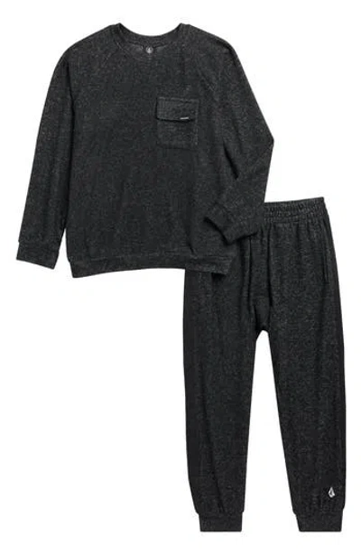 Volcom Kids' Fleece Top & Joggers Set In Black