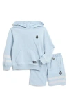 Volcom Kids' French Terry Hoodie & Shorts Set In Ice Blue