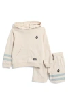Volcom Kids' French Terry Hoodie & Shorts Set In Stone