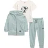 Volcom Kids' Graphic T-shirt, Acid Washed French Terry Hoodie & Joggers Set In Blue