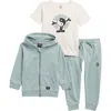 Volcom Kids' Graphic T-shirt, Acid Washed French Terry Hoodie & Joggers Set In Blue