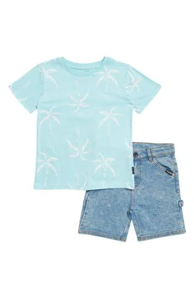 Volcom Kids' Graphic T-shirt & Carpenter Shorts In Aqua