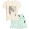 Volcom Kids' Graphic T-shirt & Shorts Set In Bone