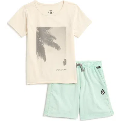 Volcom Kids' Graphic T-shirt & Shorts Set In Bone