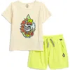 Volcom Kids' Graphic T-shirt & Shorts Set In Off White