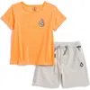 Volcom Kids' Graphic T-shirt & Shorts Set In Peach