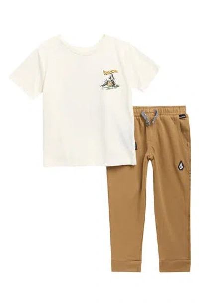 Volcom Kids' Graphic T-shirt & Shorts Set In Cream