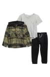 Volcom Kids' Hooded Jacket, T-shirt & Joggers Set In Brown