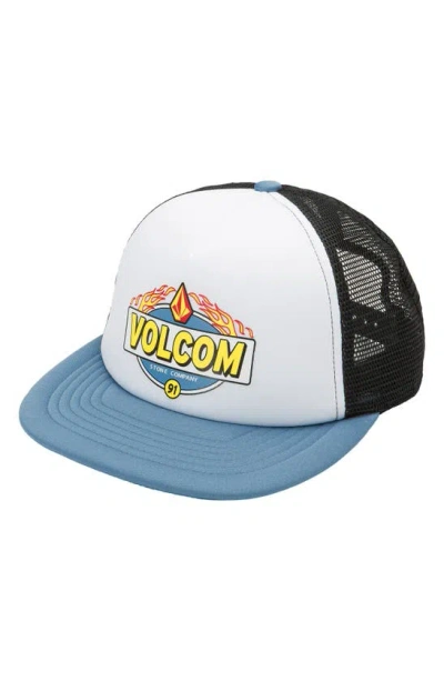 Volcom Kids' Hot Cheese Graphic Trucker Hat In Blue Bird