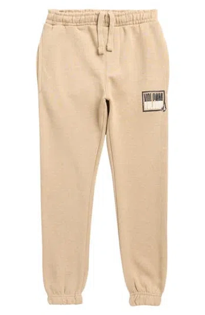 Volcom Kids' Logo Print Fleece Joggers In Neutral