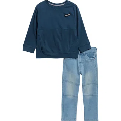 Volcom Kids' Long Sleeve Shirt & Jeans Set In Blue