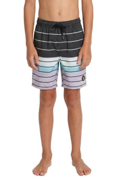 Volcom Kids' Manic Mod Quarta Ombre Stripe Board Shorts In Multi