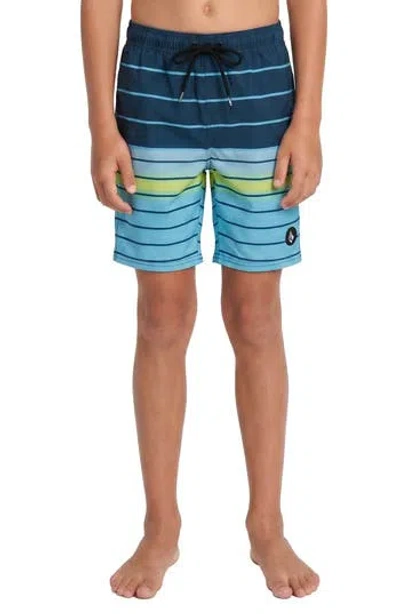 Volcom Kids' Manic Mod Quarta Ombre Stripe Board Shorts In Multi