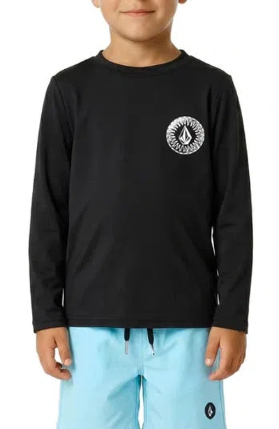 Volcom Kids' Ombré Stone Rashguard Top & Swim Trunks Set In Black