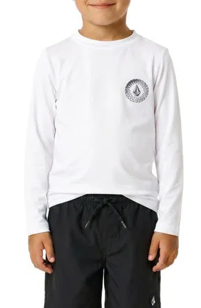 Volcom Kids' Ombré Stone Rashguard Top & Swim Trunks Set In White