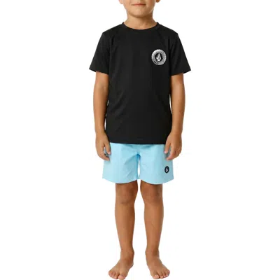 Volcom Kids' Ombré Stone Rashguard T-shirt & Swim Shorts Set In Multi