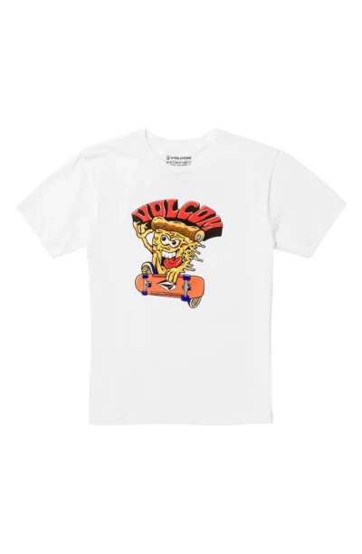 Volcom Kids' Pizzapower Cotton Graphic T-shirt In White