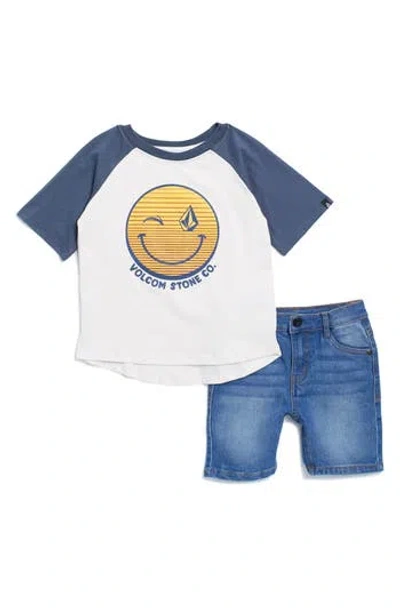 Volcom Kids' Raglan T-shirt & Denim Shorts In Multi