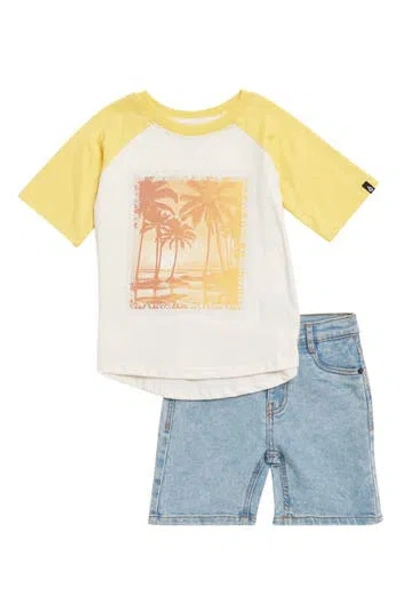 Volcom Kids' Raglan T-shirt & Denim Shorts In Multi