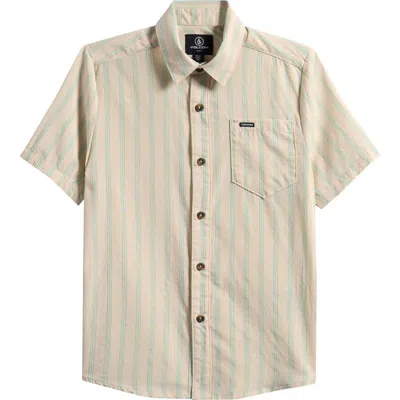 Volcom Kids' Rambler Short Sleeve Button-up Shirt In Neutral