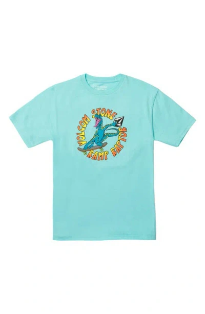 Volcom Kids' Ramp Raptor Cotton Graphic T-shirt In Crete Blue