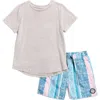 Volcom Kids' Rashguard Top & Swim Shorts Set In Grey Wash