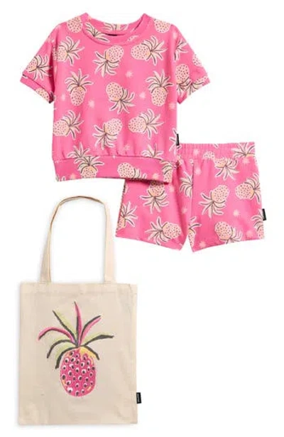 Volcom Kids' Short Sleeve Top, Shorts & Tote Bag Set In Multi