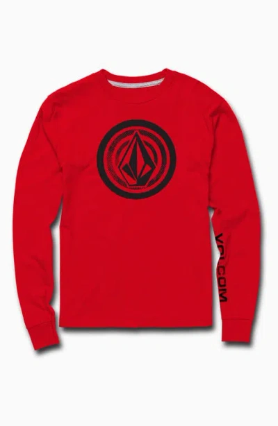 Volcom Kids' Stonezeye Long Sleeve Graphic T-shirt In Ribbon Red