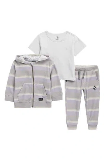 VOLCOM VOLCOM KIDS' T-SHIRT, FRENCH TERRY HOODIE & JOGGERS SET